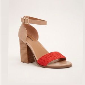 Torrid Red Braided Block Heels Extra Wide size 8.5